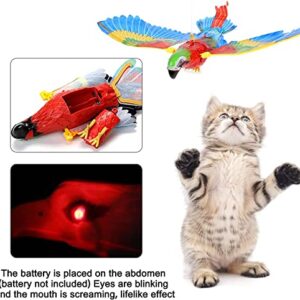 Simulation-Bird-Interactive-Cat-Toy, Flying Bird Cat Toy,Electric Toy Bird For Cats,Flashing Music Funny Cat Toy Cats Kitten Play Hunting Exercising Eliminating Boredom (Parrot1PCS) Pole not included