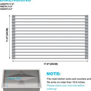 SunCleanse Roll Up Dish Drying Rack,Over The Sink Dish Drying Rack Kitchen Rolling Dish Drainer(17.8"x11.8")