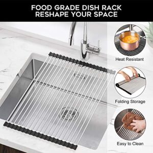 SunCleanse Roll Up Dish Drying Rack,Over The Sink Dish Drying Rack Kitchen Rolling Dish Drainer(17.8"x11.8")