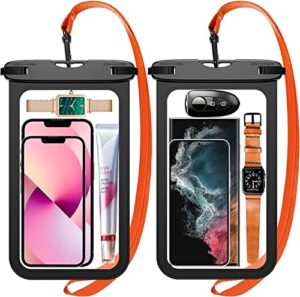 [10.5"] large waterproof phone pouch,[2 pack] ipx8 waterproof phone case bag for iphone 14 pro max/13/12/mini/11/xs max/8/galaxy s22/s21/google/oneplus,underwater pouch for vacation beach