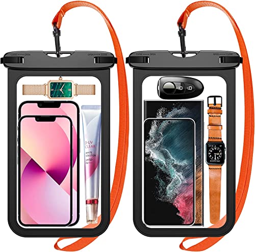 [10.5"] Large Waterproof Phone Pouch,[2 Pack] IPX8 Waterproof Phone Case Bag for iPhone 14 Pro Max/13/12/Mini/11/XS MAX/8/Galaxy S22/S21/Google/OnePlus,Underwater Pouch for Vacation Beach