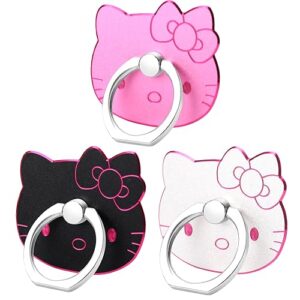 cat phone ring holder cute kitty 3 pack,fonessary metal finger ring grip kickstand 360 rotate for smartphones