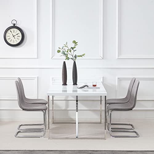 NYEESS 55 in Modern Dining Table Set for 4,5-Piece Kitchen Dining Table Set,Wood Dining Table and Upholstered Side Chairs Set for 4 Suitable for Dining Room,Kitchen