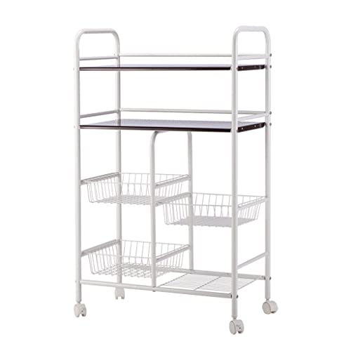 ZLXDP Cannes Double Row Metal Mesh Basket Cart Storage Shelf Rack Multi-Functional Kitchen Cabinet Coffee