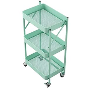 zlxdp metal 3 tier folding trolley wheeled kitchen storage shelf trolley ( color : d , size : 78cm*45cm )