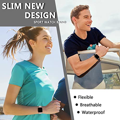 OHOTLOVE Silicone Slim Bands Compatible with Apple Watch Band 38mm 40mm 41mm 42mm 44mm 45mm 49mm, Slim Thin Narrow Sport Strap Breathable Wristbands for iWatch Ultra Series SE 8 7 6 5 4 3 2 Women Men