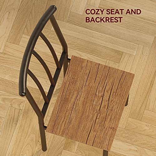 CuisinSmart 3-Piece Dining Table Set with Kitchen Table and 2 Chairs, Modern Wood Dining Table and Chairs Set for Small Space, Apartment, Kitchen, Living Room, Rustic Brown