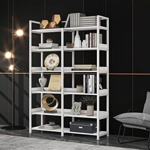 merax 6-tier tall bookshelf bookcase, freestanding open large vintage industrial storage and display shelves for home office