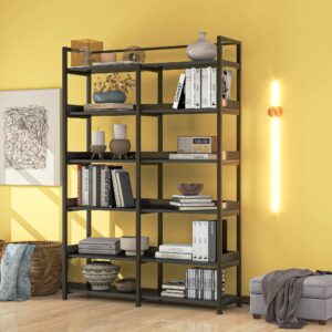 merax 6-tier tall bookshelf bookcase, freestanding open large vintage industrial storage and display shelves for home office