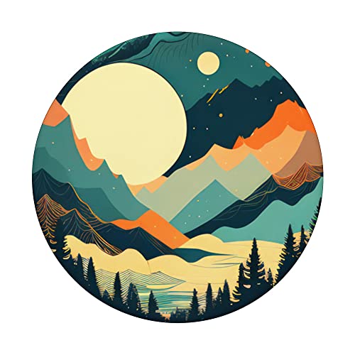 Boho Landscape Chic Mountain Nature Outdoor Pine Tree Art PopSockets Swappable PopGrip