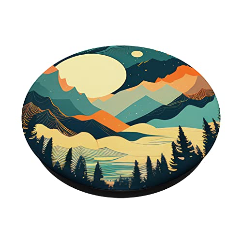 Boho Landscape Chic Mountain Nature Outdoor Pine Tree Art PopSockets Swappable PopGrip