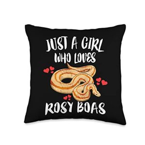 rosy boas snake pet just a girl who loves throw pillow, 16x16, multicolor