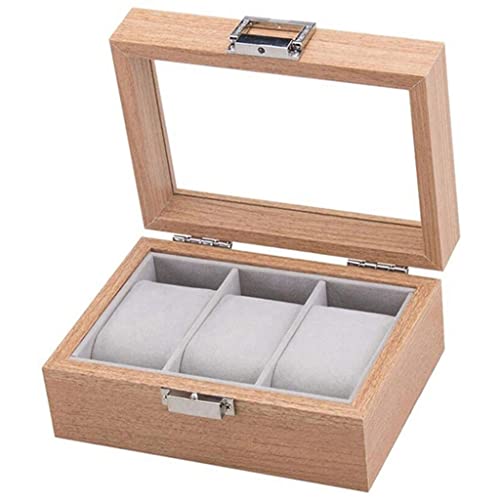 XBWEI 3 Slot Wooden Watch Display Cabinet Box And Lock Storage Rack Storage Box For Men And Women