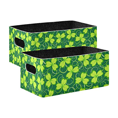 St.Patricks Day Storage Basket Felt Storage Bin Collapsible Storage Containers Shelves Cloth Baskets Organizer for Bookshelf Bedroom Keepsake