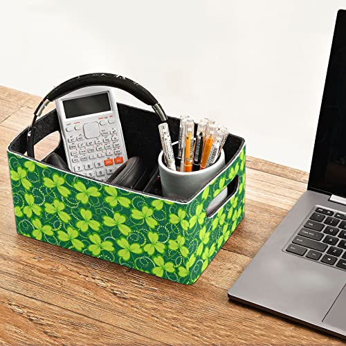 St.Patricks Day Storage Basket Felt Storage Bin Collapsible Storage Containers Shelves Cloth Baskets Organizer for Bookshelf Bedroom Keepsake