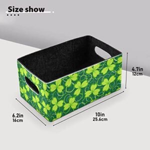 St.Patricks Day Storage Basket Felt Storage Bin Collapsible Storage Containers Shelves Cloth Baskets Organizer for Bookshelf Bedroom Keepsake