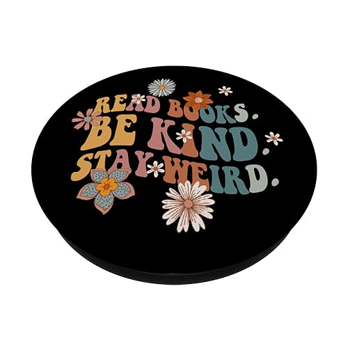 70s Groovy Read Books Be Kind Stay Weird Funny Book Lover PopSockets Standard PopGrip