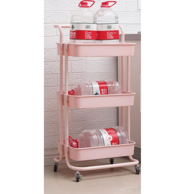 ZLXDP 3 Tier Storage Rack with 4 Wheels Home Kitchen Rack Living Room Bedroom Item Storage Rack