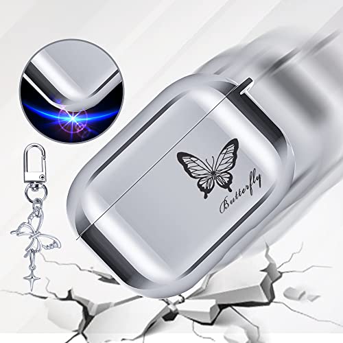 Cute AirPod Pro 2 Case with Beautiful Butterfly Pendant, Soft Silicone Protective Electroplating Cover Compatible with AirPods Pro 2 Generation 2022 Case