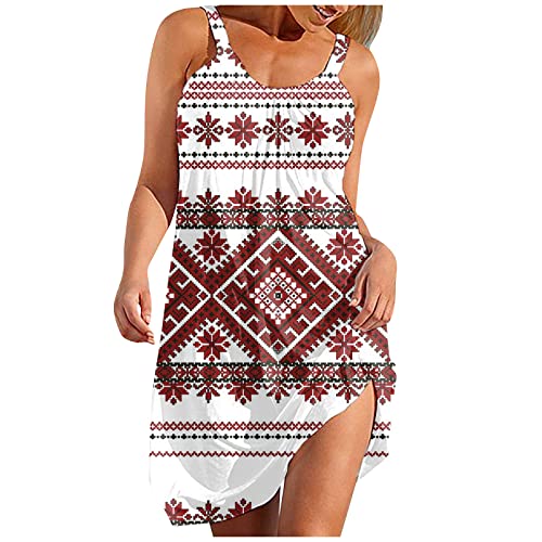 Outfits, Cocktail Dresses Party Dress Summer Dresses for Women 2023 Beach Women's Fashion Printed Strapless Camisole Sleeveless Sling Dress Outfits Classy Cotton Tank Dress Npack (XL, Wine)