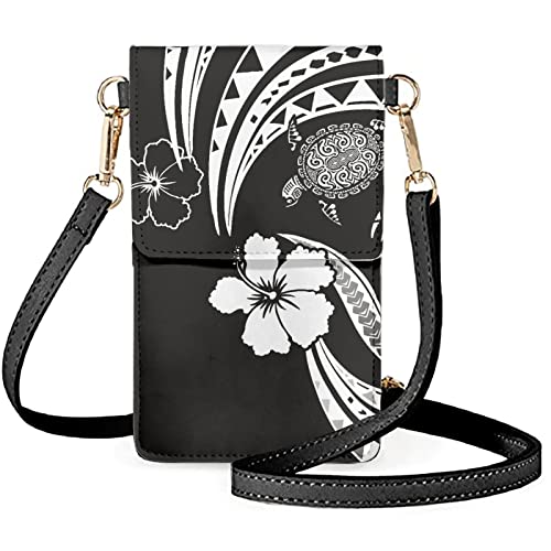 ZOCANIA Polynesia Style Cell Phone Crossbody Bag For Women Hawaiian Style Phone Carriers Sea Turtle Phone Case With Strap Flower Print Leather Best Gift Idea Cute Crossbody Phone Purse Phone Bag