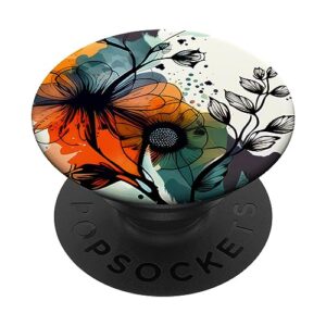 boho botanical abstract floral greenery wildflower nature popsockets standard popgrip