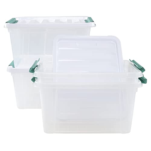 Parlynies 4-Pack 20 Quart Large Stackable Boxes, Plastic Storage Latch Bin, Clear