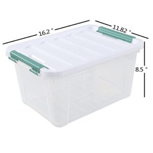 Parlynies 4-Pack 20 Quart Large Stackable Boxes, Plastic Storage Latch Bin, Clear