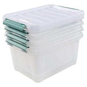 Parlynies 4-Pack 20 Quart Large Stackable Boxes, Plastic Storage Latch Bin, Clear