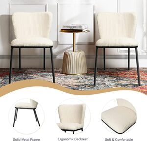 SIMTONAL Kitchen Chairs Set of 6, Mid Century Modern Dining Chairs, Beige