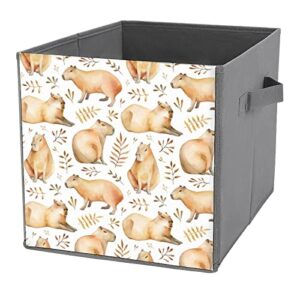 funny capybaras animals canvas collapsible storage bins cube organizer baskets with handles for home office car