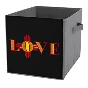 new mexico flag love canvas collapsible storage bins cube organizer baskets with handles for home office car