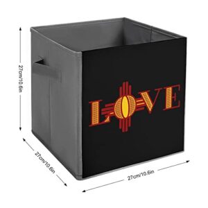 New Mexico Flag Love Canvas Collapsible Storage Bins Cube Organizer Baskets with Handles for Home Office Car