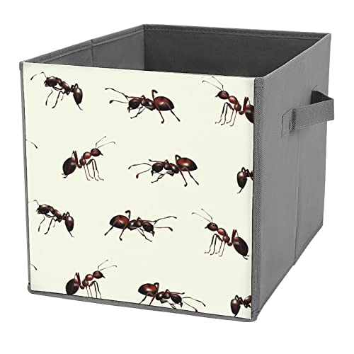 Realistic Ants Canvas Collapsible Storage Bins Cube Organizer Baskets with Handles for Home Office Car