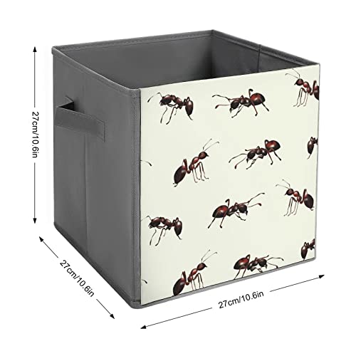 Realistic Ants Canvas Collapsible Storage Bins Cube Organizer Baskets with Handles for Home Office Car