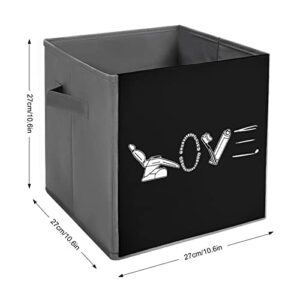 Love Dental Canvas Collapsible Storage Bins Cube Organizer Baskets with Handles for Home Office Car