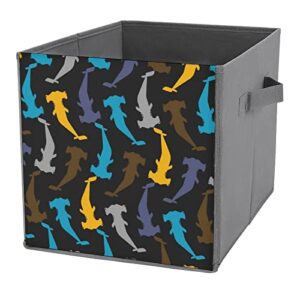 hammerhead sharks canvas collapsible storage bins cube organizer baskets with handles for home office car