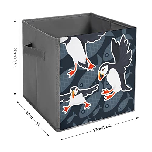 Flying Atlantic Puffin Canvas Collapsible Storage Bins Cube Organizer ...