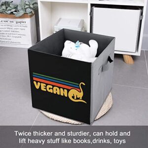 Jurassic Vegan Dinosaur Giraffe Canvas Collapsible Storage Bins Cube Organizer Baskets with Handles for Home Office Car