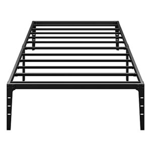 idealhouse 14 inch twin metal platform bed frame heavy duty steel slat no box spring needed, easy assembly, noise free, black (twin)