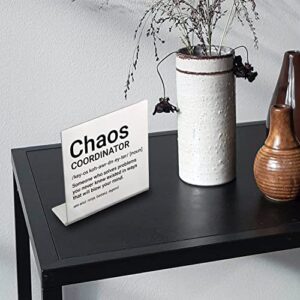 Chaos Coordinator Gifts for Women, Funny Office Gifts for Coworkers Friends Boss, Funny Office Desk Decorations Sign for Home Office Bar Cubicle Table Shelf Decor (Chaos)