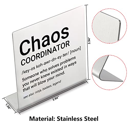 Chaos Coordinator Gifts for Women, Funny Office Gifts for Coworkers Friends Boss, Funny Office Desk Decorations Sign for Home Office Bar Cubicle Table Shelf Decor (Chaos)
