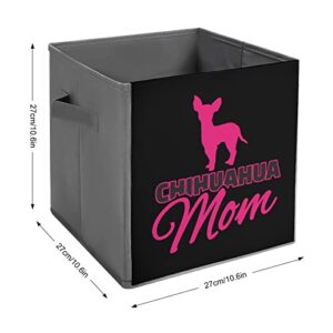 Chihuahua Mom Dog Canvas Collapsible Storage Bins Cube Organizer Baskets with Handles for Home Office Car