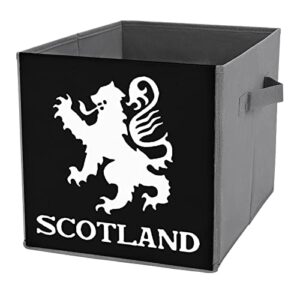 lion rampant scotland scottish canvas collapsible storage bins cube organizer baskets with handles for home office car