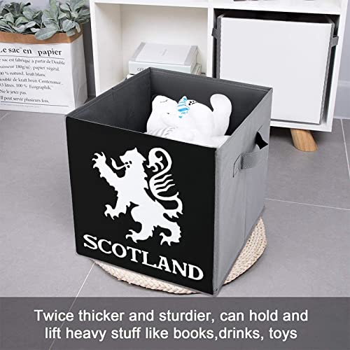 Lion Rampant Scotland Scottish Canvas Collapsible Storage Bins Cube Organizer Baskets with Handles for Home Office Car