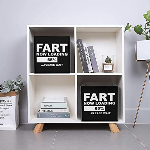 Fart Now Loading Please Wait Canvas Collapsible Storage Bins Cube Organizer Baskets with Handles for Home Office Car