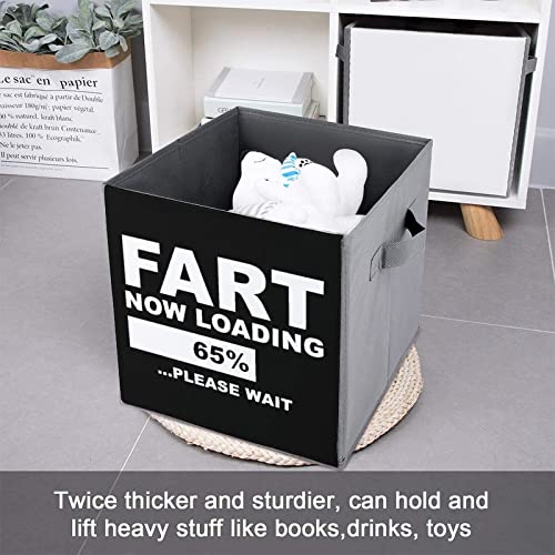 Fart Now Loading Please Wait Canvas Collapsible Storage Bins Cube Organizer Baskets with Handles for Home Office Car