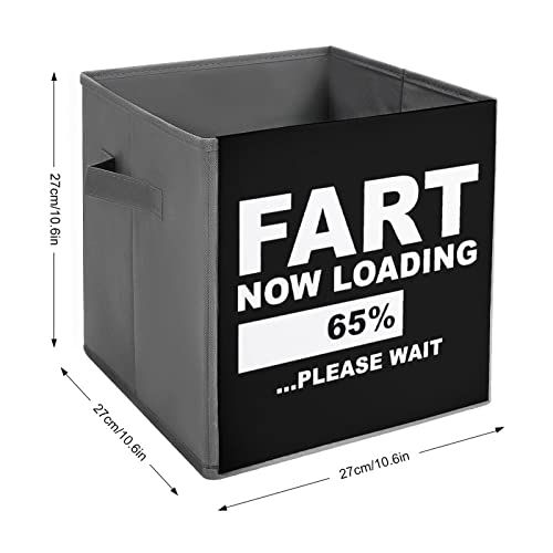 Fart Now Loading Please Wait Canvas Collapsible Storage Bins Cube Organizer Baskets with Handles for Home Office Car