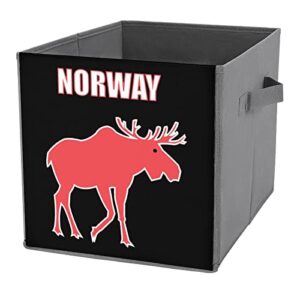 Norway Elk Canvas Collapsible Storage Bins Cube Organizer Baskets with Handles for Home Office Car