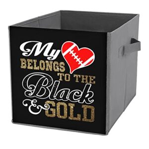 my heart belongs to black gold canvas collapsible storage bins cube organizer baskets with handles for home office car